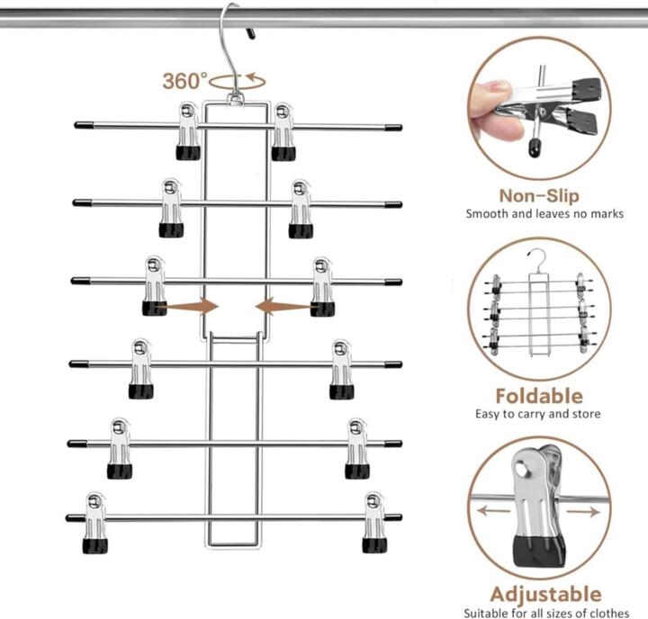 Space Saver – Skirt & Pants Clip Organizer | تعليقة تنانير بلاطنين بـ٥ طبقات لتوفير المساحة_2