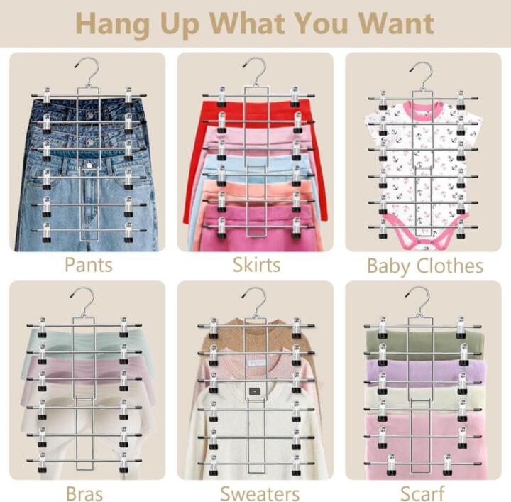 Space Saver – Skirt & Pants Clip Organizer | تعليقة تنانير بلاطنين بـ٥ طبقات لتوفير المساحة_5