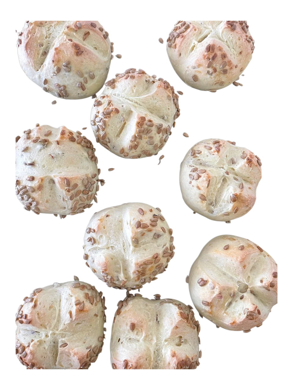 Handmade German Breakfast Rolls with sunflower seeds 500 g (5-6) / Panecillos alemanes artesanales para desayuno with sunflower seeds 500 g