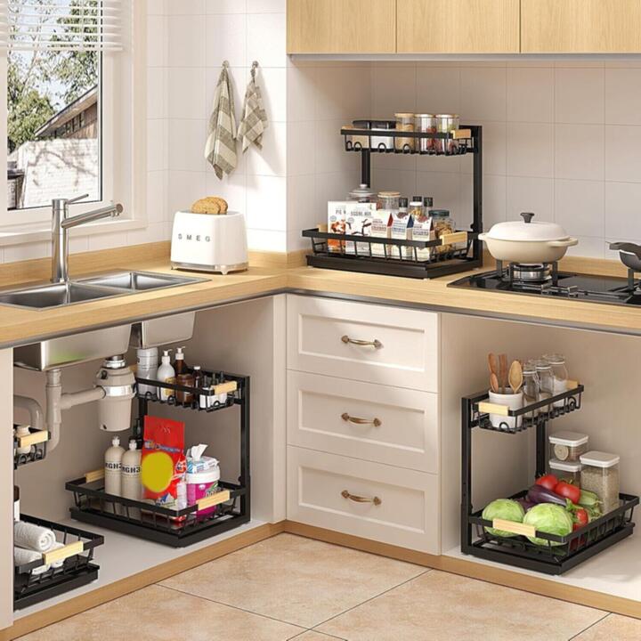 Under Sink Steel Organizer | منظم حديد لتحت المجلى بطبقتين _7