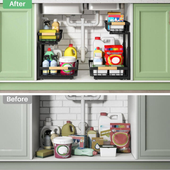 Under Sink Steel Organizer | منظم حديد لتحت المجلى بطبقتين _5