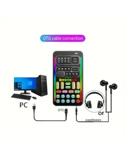 I9 Sound Card Voice Changer Mini Live Multiple Audio Portable Voice Recorder -black