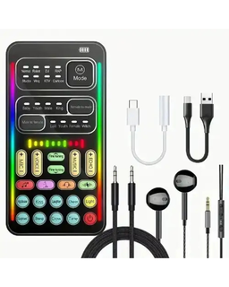 I9 Sound Card Voice Changer Mini Live Multiple Audio Portable Voice Recorder -black