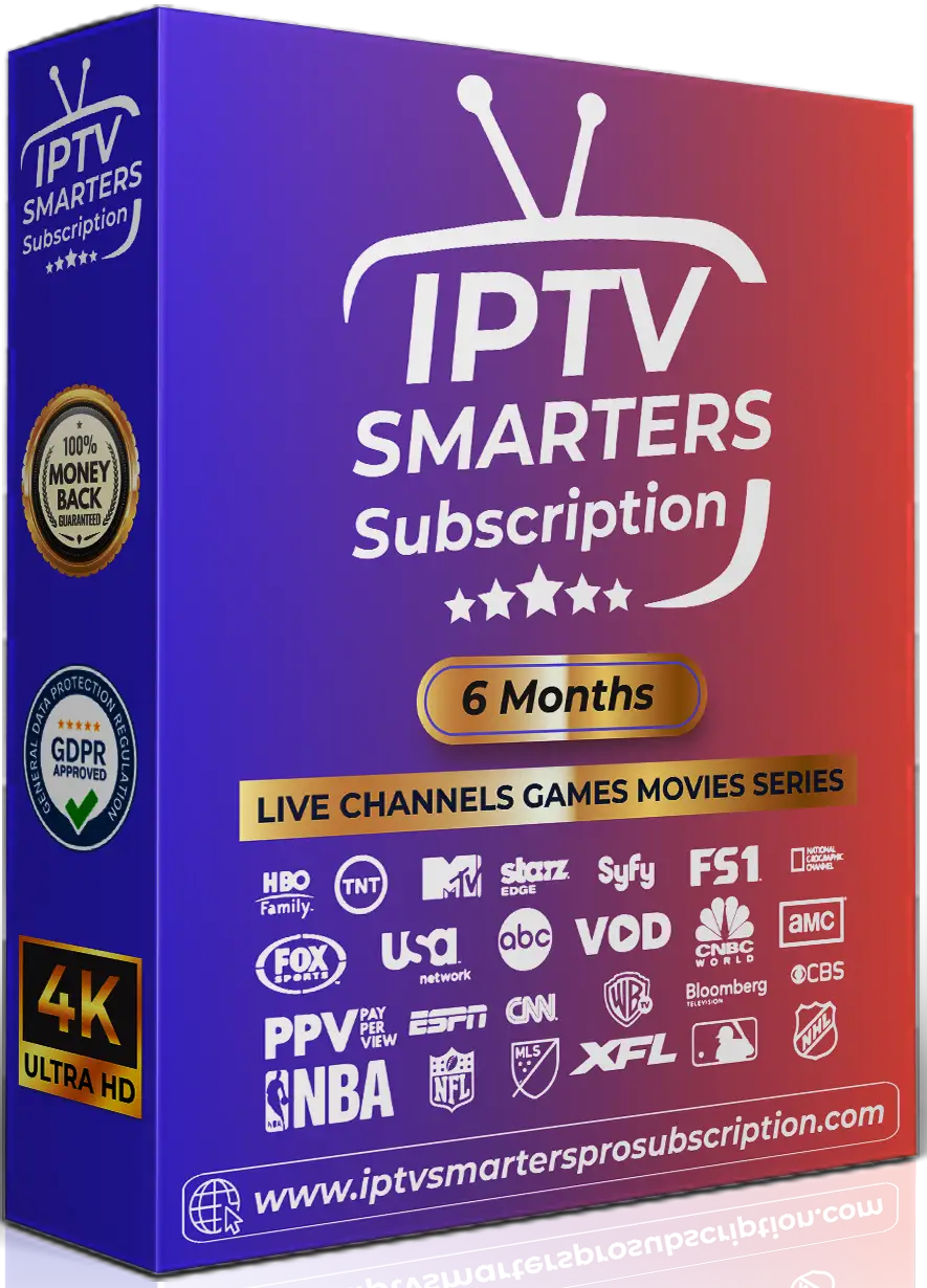6 Months for 1 Device Premium IPTV SMARTERS PRO SUBSCRIPTION