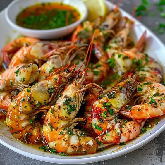 Gambas flambรฉes a la liqueur de votre choix