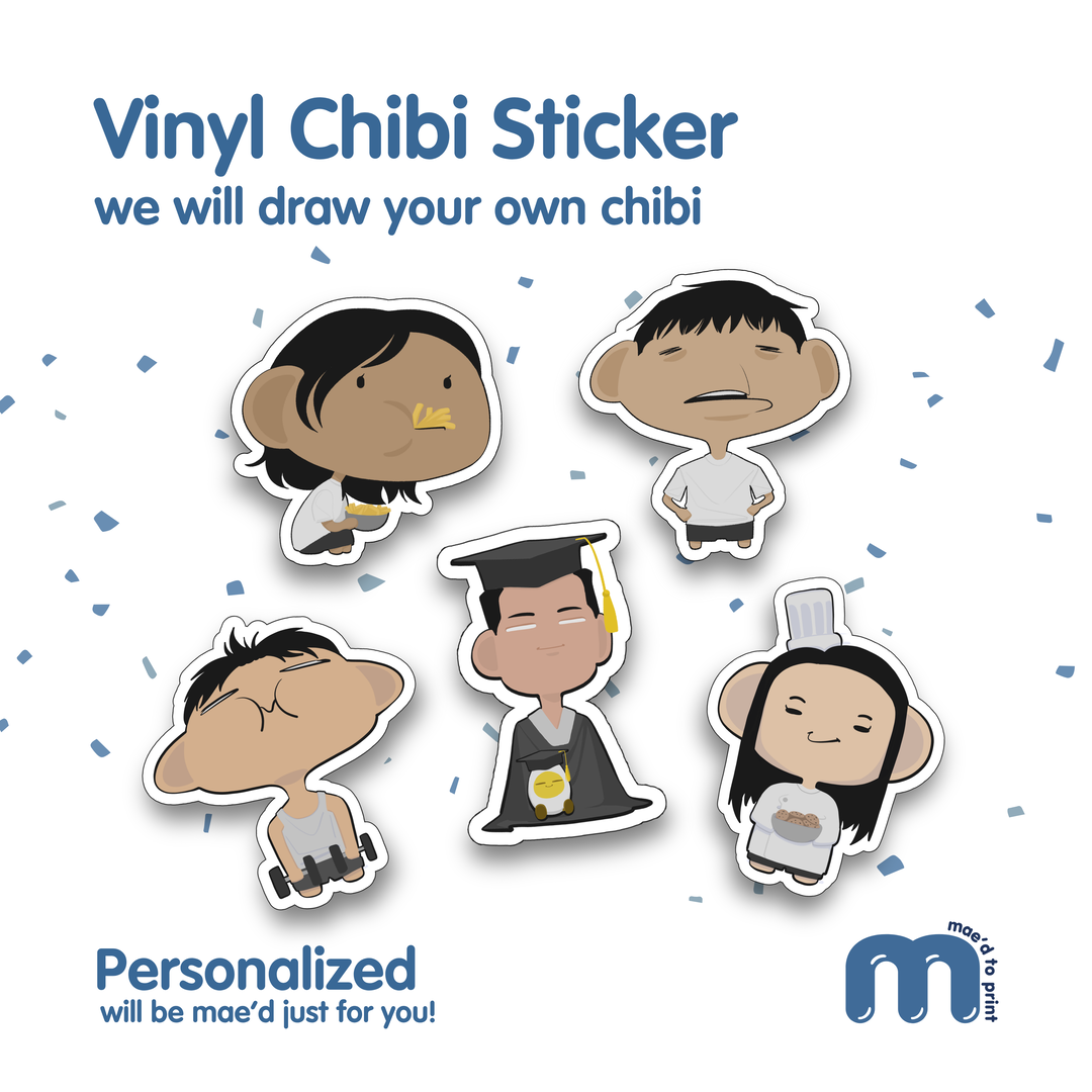Personalized Chibi Vinyl Sticker | mae'd to print