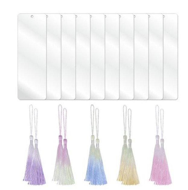 Premium Clear Acrylic Bookmark & Ombre Tassel Set_0