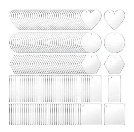 200-Piece Customizable Acrylic Keychain Blanks - Clear_0