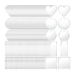 200-Piece Customizable Acrylic Keychain Blanks - Clear