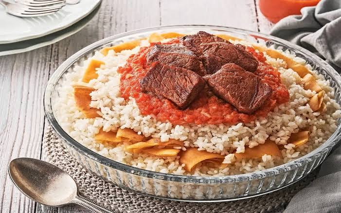 Egyptian Rice Fattah Tajin (Plain/Meat) - طاجن فتة مصري سادة أو باللحمة