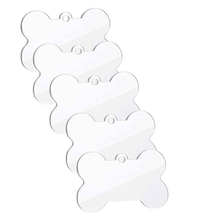 Clear Acrylic blank keyring - dog Bone