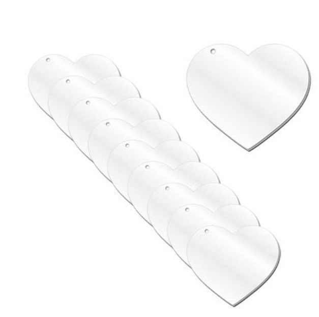 5cm Clear Acrylic Blank Heart Keyring_0