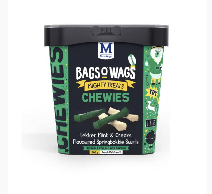 MONTEGO BAGS O WAGS SPRINGBOKKIES MINT AND CREAM 500g