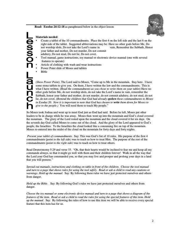 10 Commandments Curriculum - 12 Weeks of Primary School Lessons for Children's Church_2