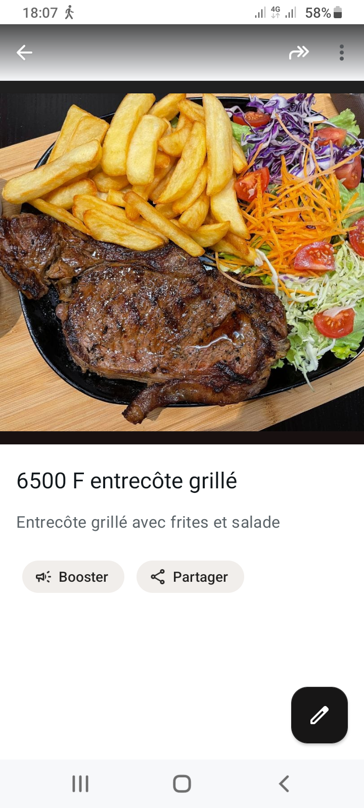 Entrecôte de boeuf grillé avec sauce moutarde