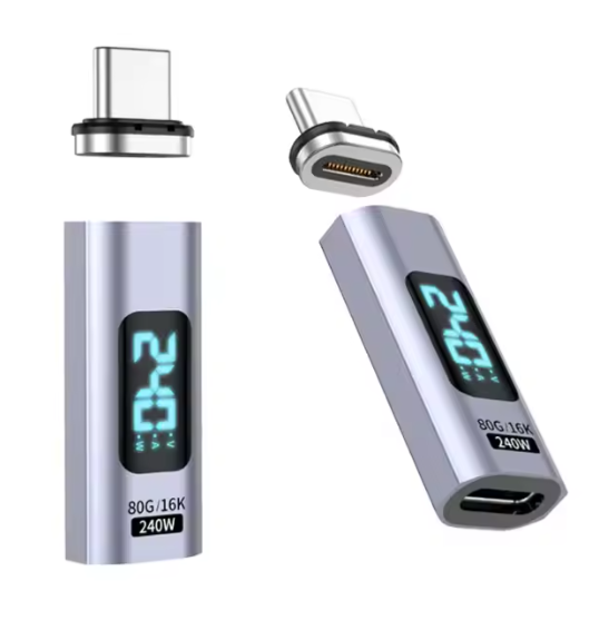 240W USB 4.0 Type-C Magnetic Adapter 24Pin PD Fast Charge 80GBps High-Speed Transfer Multi-function Digital USB C LCD Display_0