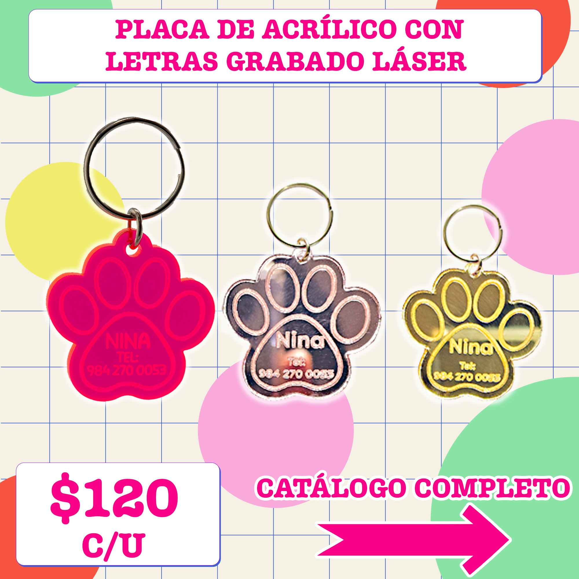 Plaquita Grabado Láser para perro o gato