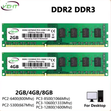 DDR2 DDR3 2GB 4GB 8GB mémoire de bureau Ram PC2 667 800Mhz 1.8V PC3 1066 1333 1600Mhz 8500 10600 12800 1.5V 240Pin DIMM mémoire Ram
