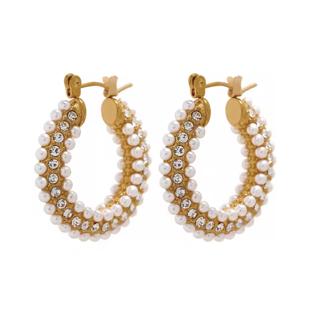 Shiny pearl hoops _0