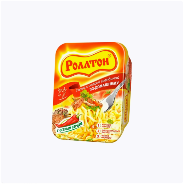 Лапша Роллтон по-домашнему с говядиной острая 90г _0