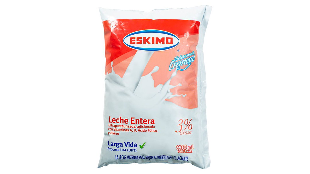 Leche Eskimo Ultrapasteurizada Entera Larga Vida 3% Grasa - 900ml
