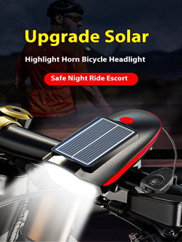 Solar Rechargeable Bicycle Front Light with Horn 