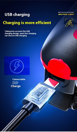 Solar Rechargeable Bicycle Front Light with Horn 