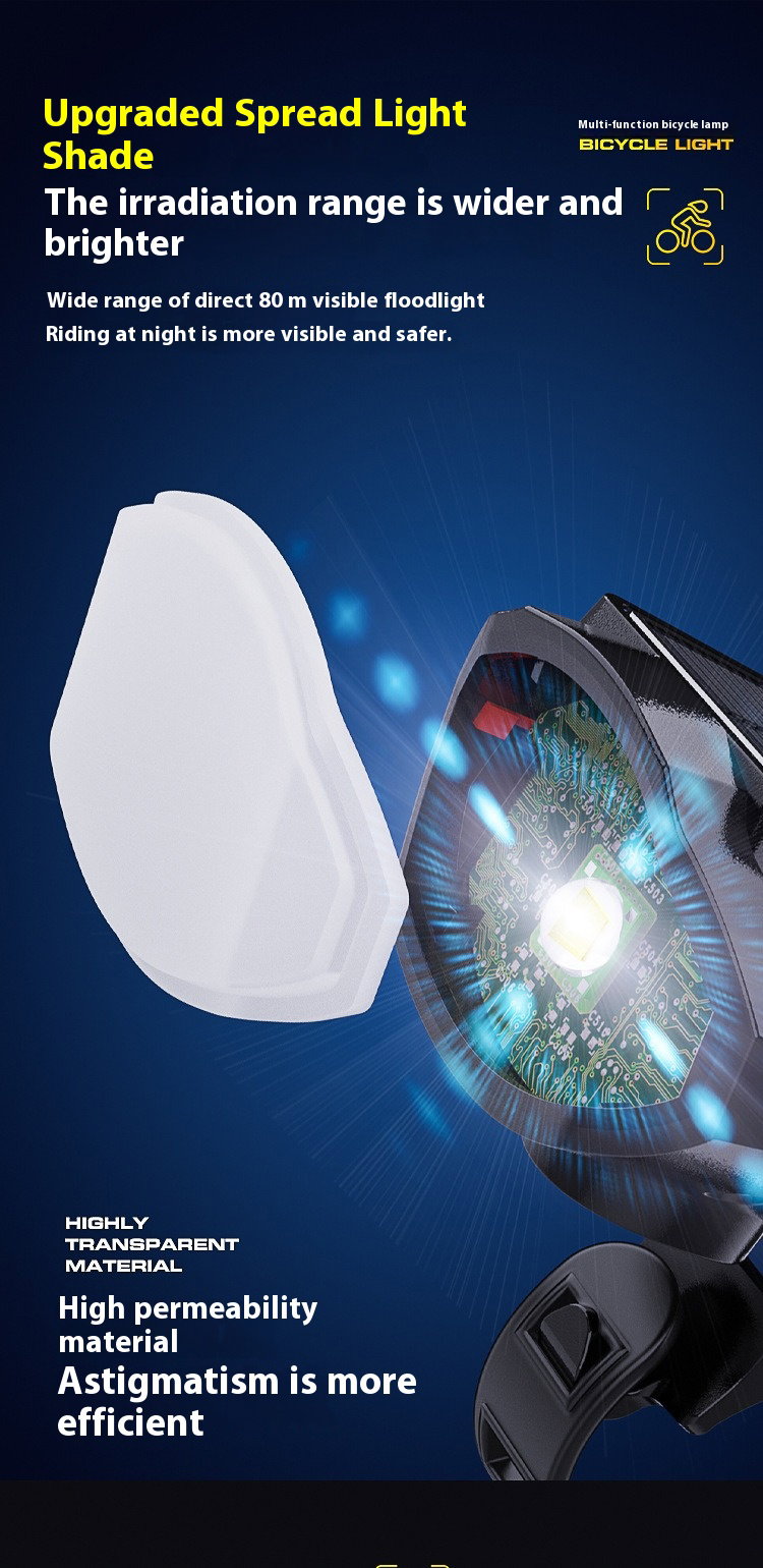 Solar Rechargeable Bicycle Front Light with Horn _8