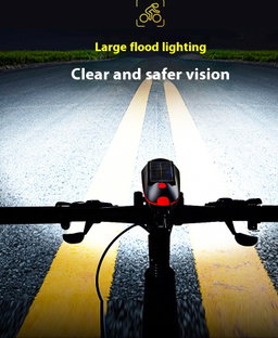 Solar Rechargeable Bicycle Front Light with Horn 