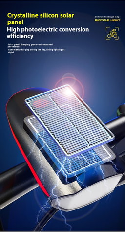 Solar Rechargeable Bicycle Front Light with Horn 