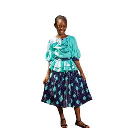Yellow Top and Navy Floral Pleated Skirt