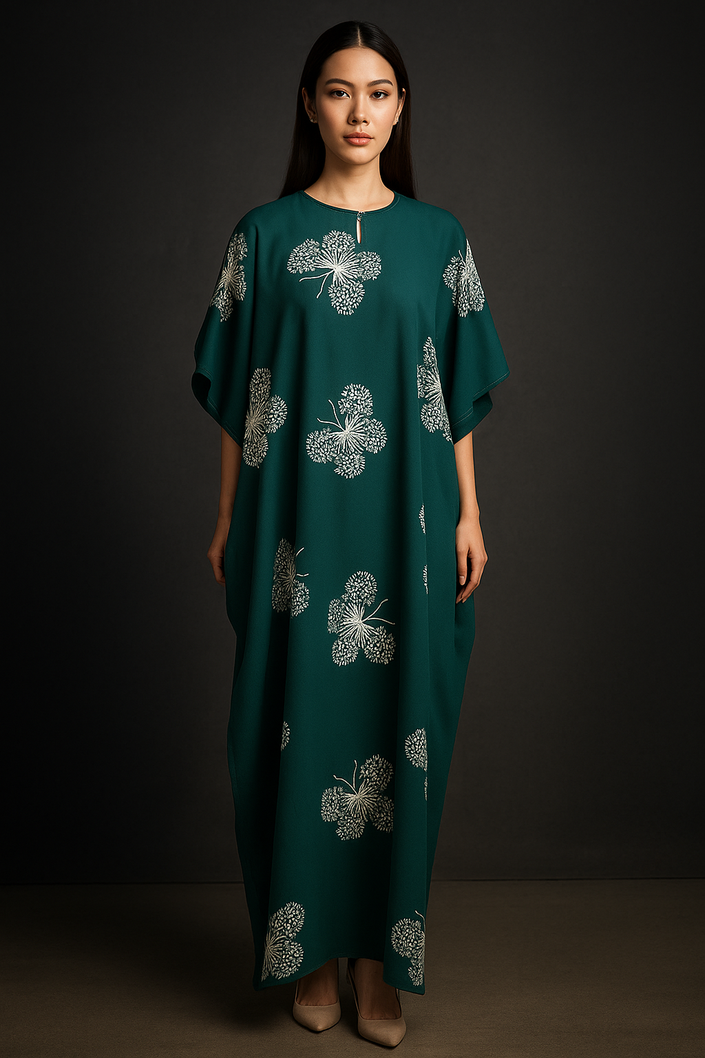 KAFTAN BUTTERFLY SHORT SLEEVE  : ROYAL GREEN_0