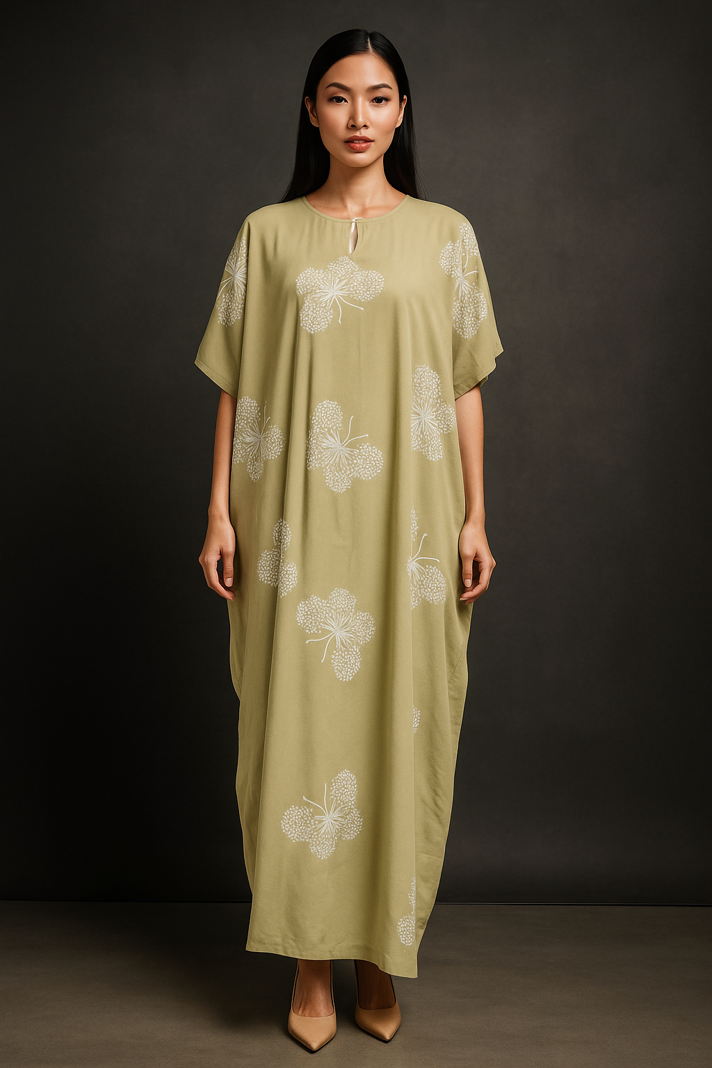 KAFTAN BUTTERFLY SHORT SLEEVE  : MOSS GREEN