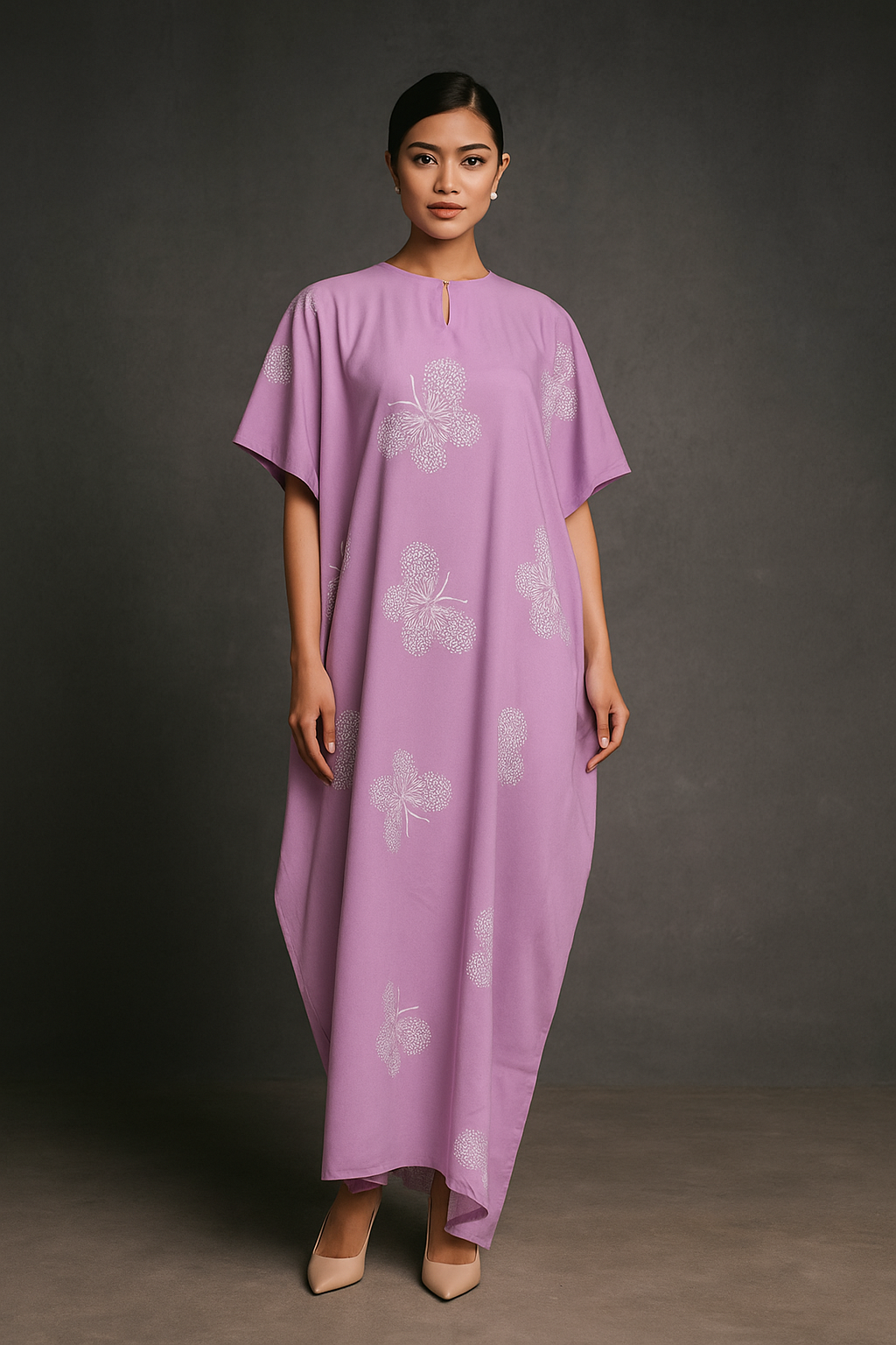 KAFTAN BUTTERFLY SHORT SLEEVE  : PURPLE