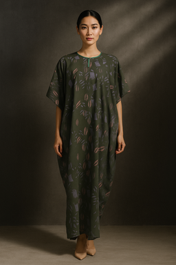 KAFTAN ABSTRACT SHORT SLEEVE  : DARK GREEN