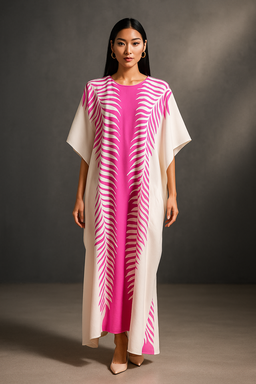 KAFTAN ABSTRACT SHORT SLEEVE  : PINK