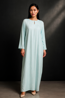 KAFTAN BATIK KLASIK LONG SLEEVE  : BABY BLUE
