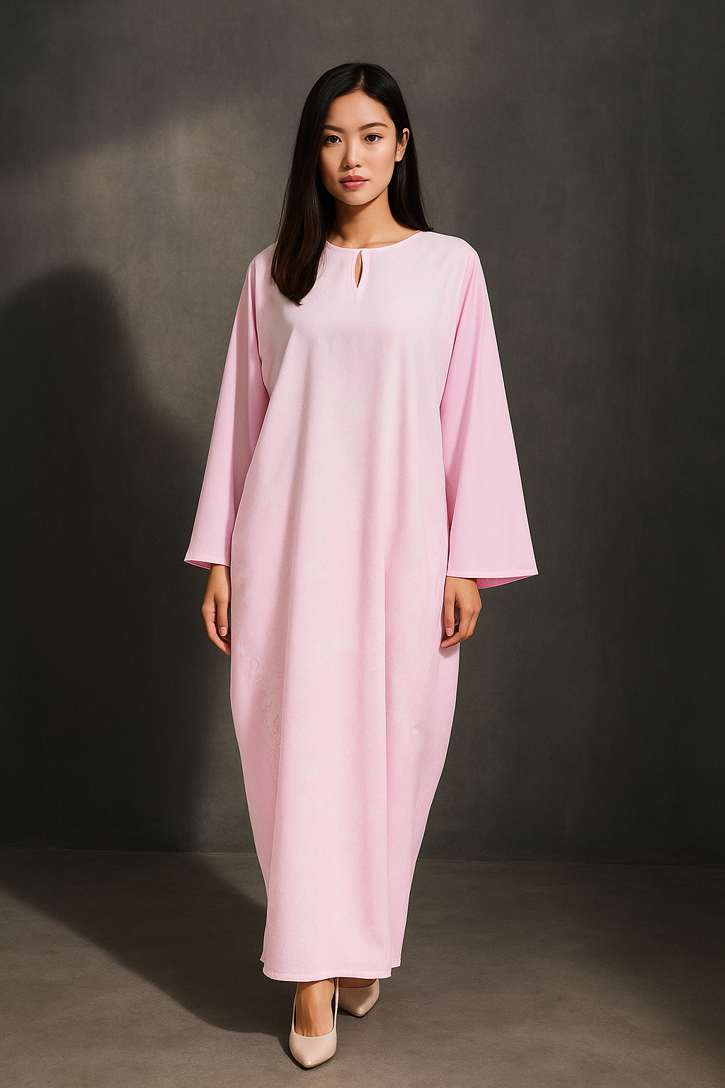 KAFTAN BATIK KLASIK LONG SLEEVE  : BABY PINK
