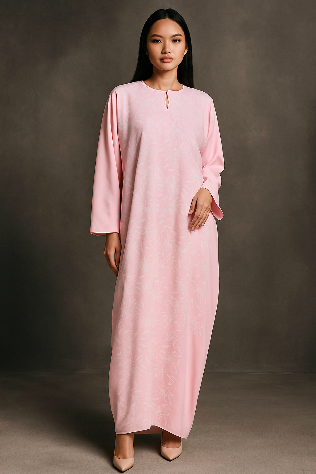 KAFTAN BATIK KLASIK LONG SLEEVE  : PINK