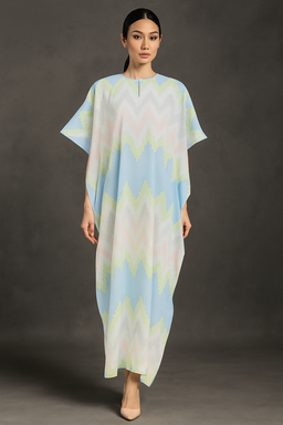 KAFTAN ZIGZAG SHORT SLEEVE  : TEAL BLUE/GREEN
