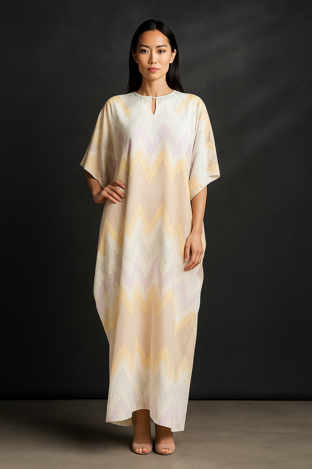 KAFTAN ZIGZAG SHORT SLEEVE  : CREAM_0