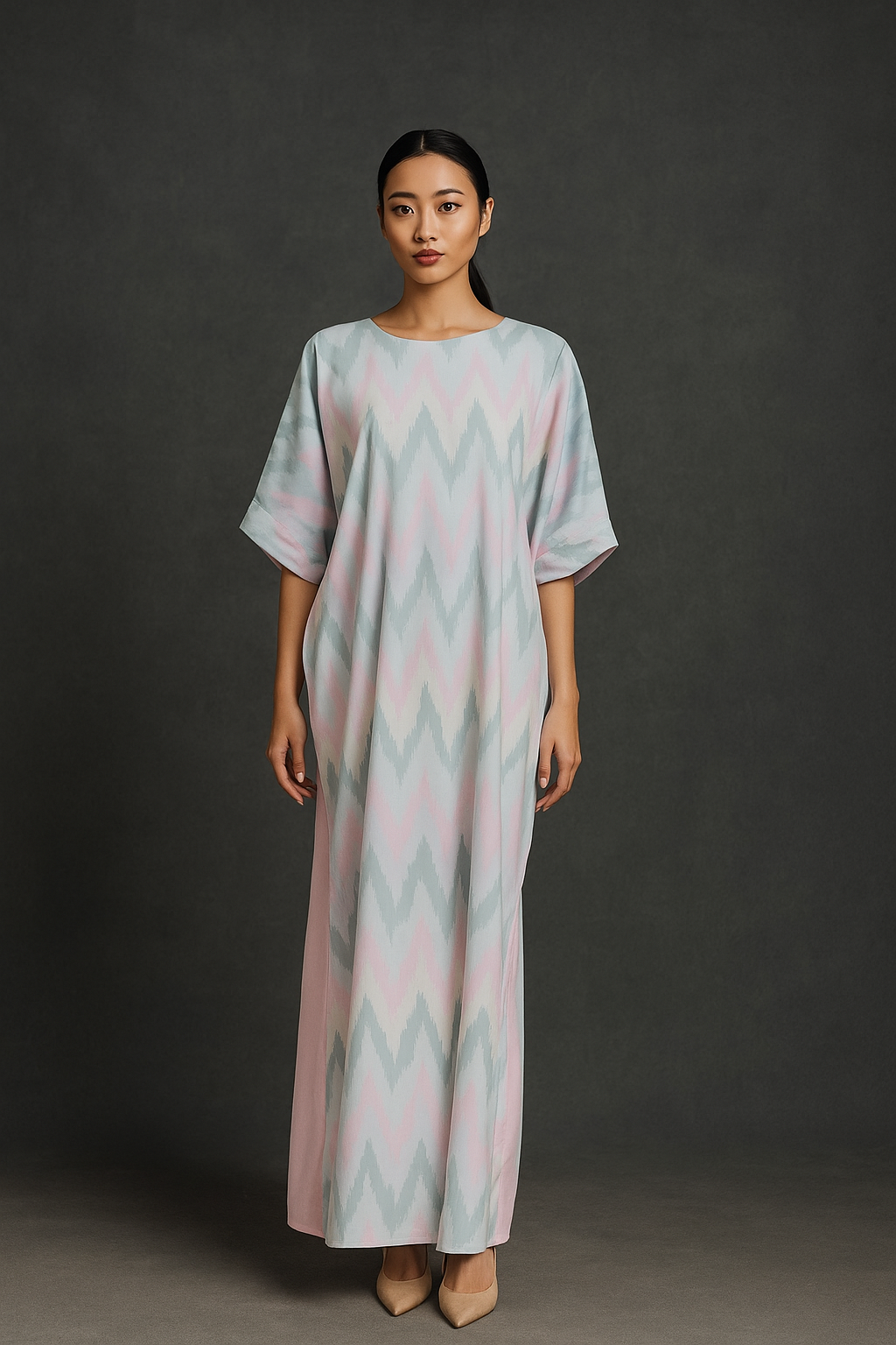 KAFTAN ZIGZAG SHORT SLEEVE  : DUSTY PINK_0