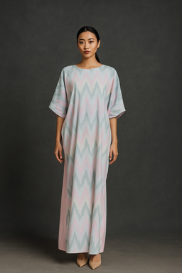 KAFTAN ZIGZAG SHORT SLEEVE  : DUSTY PINK