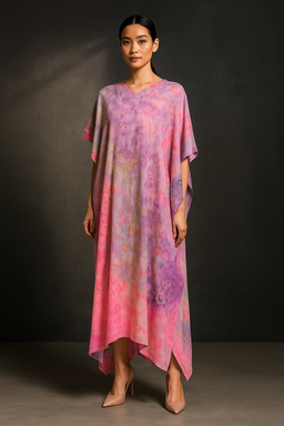 KAFTAN TIE DYE SHORT SLEEVE  : PURPLE PINK