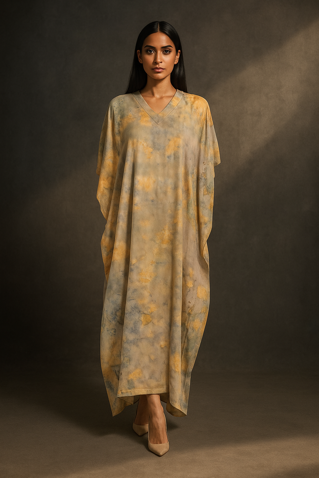 KAFTAN TIE DYE SHORT SLEEVE  : GREEN YELLOW_0