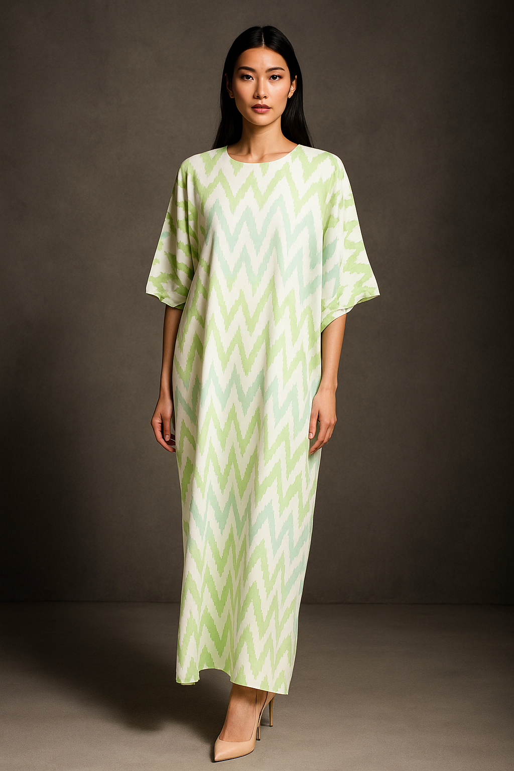 KAFTAN ZIGZAG 3/4 SLEEVE : APPLE GREEN