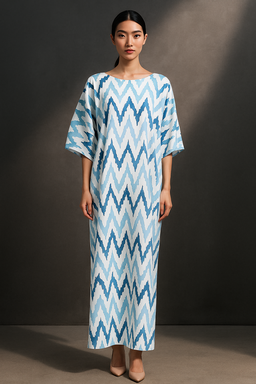 KAFTAN ZIGZAG 3/4 SLEEVE : BLUE 