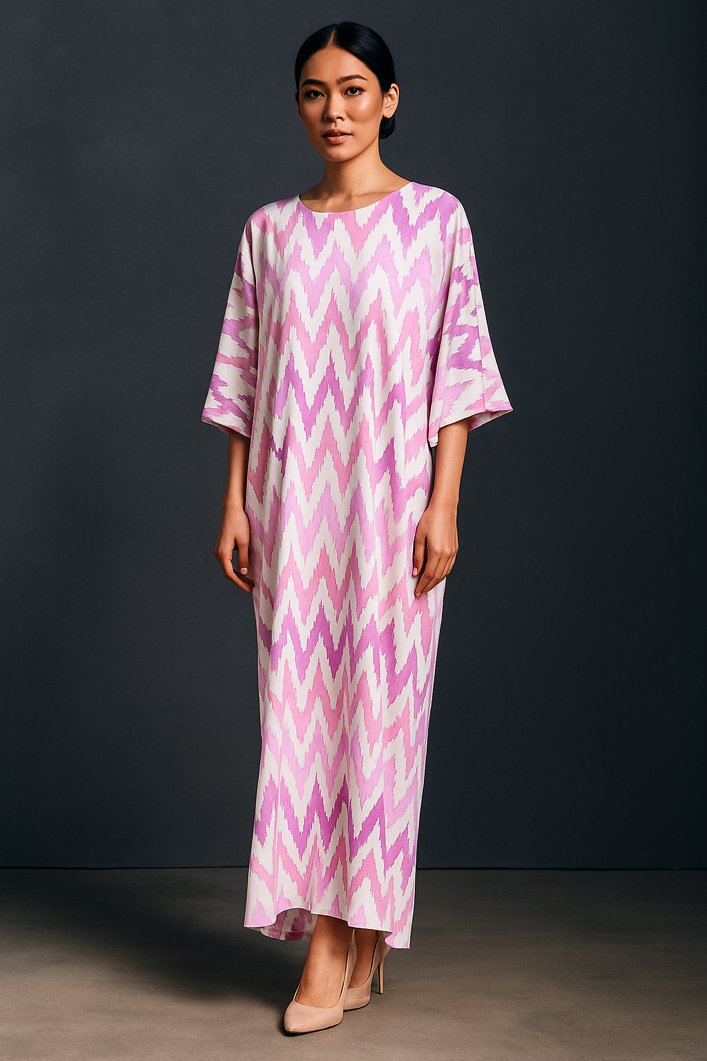KAFTAN ZIGZAG 3/4 SLEEVE : PURPLE LILAC