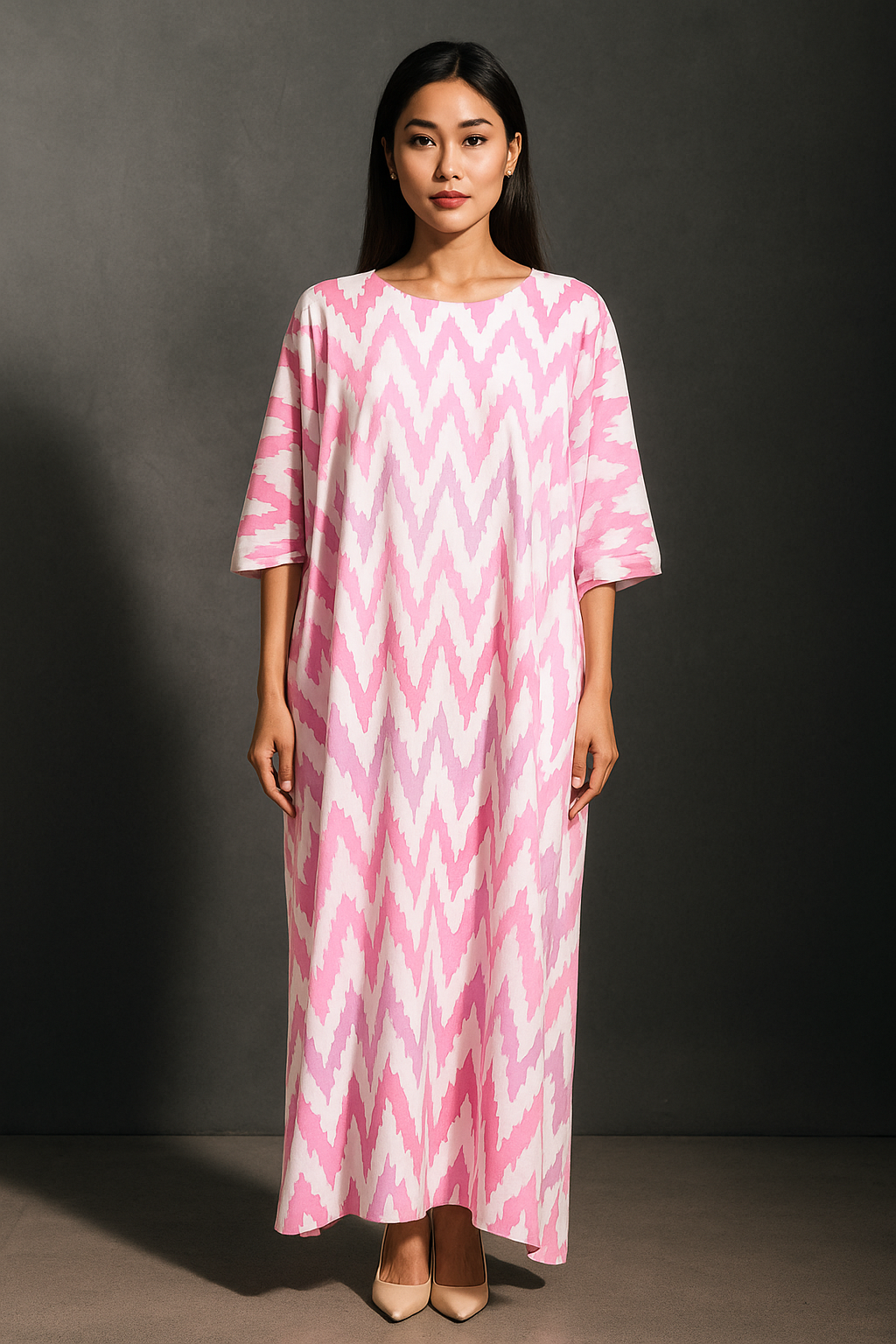 KAFTAN ZIGZAG 3/4 SLEEVE : PINK