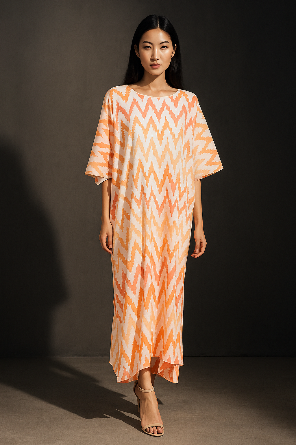 KAFTAN ZIGZAG 3/4 SLEEVE : ORANGE